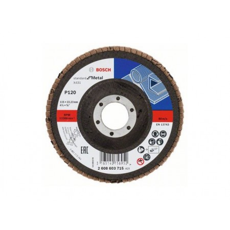 Купить в Минске Круг лепестковый 115х22.2 мм K120 плоский STANDARD FOR METAL BOSCH 2608603715 цена